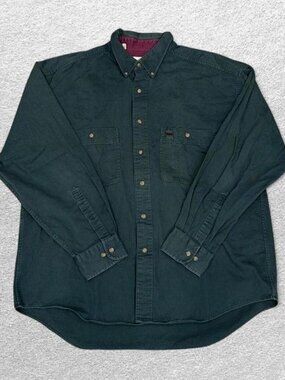 Vtg Field Gear Green Button Down Long Sleeve Shirt Men’s Large 90s